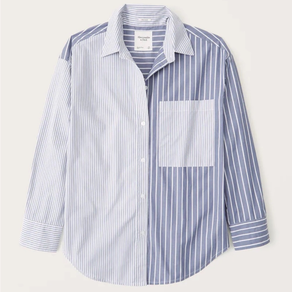 Abercrombie Oversized Colorblock Poplin Button-Up Shirt